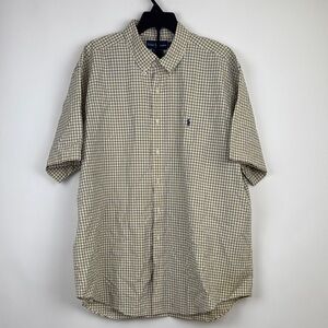Ralph Lauren Yellow Plaid Short Sleeve Button-Up Collared Shirt Pony Mens Sz XXL